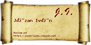 Józan Iván névjegykártya