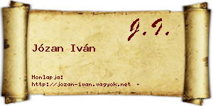 Józan Iván névjegykártya